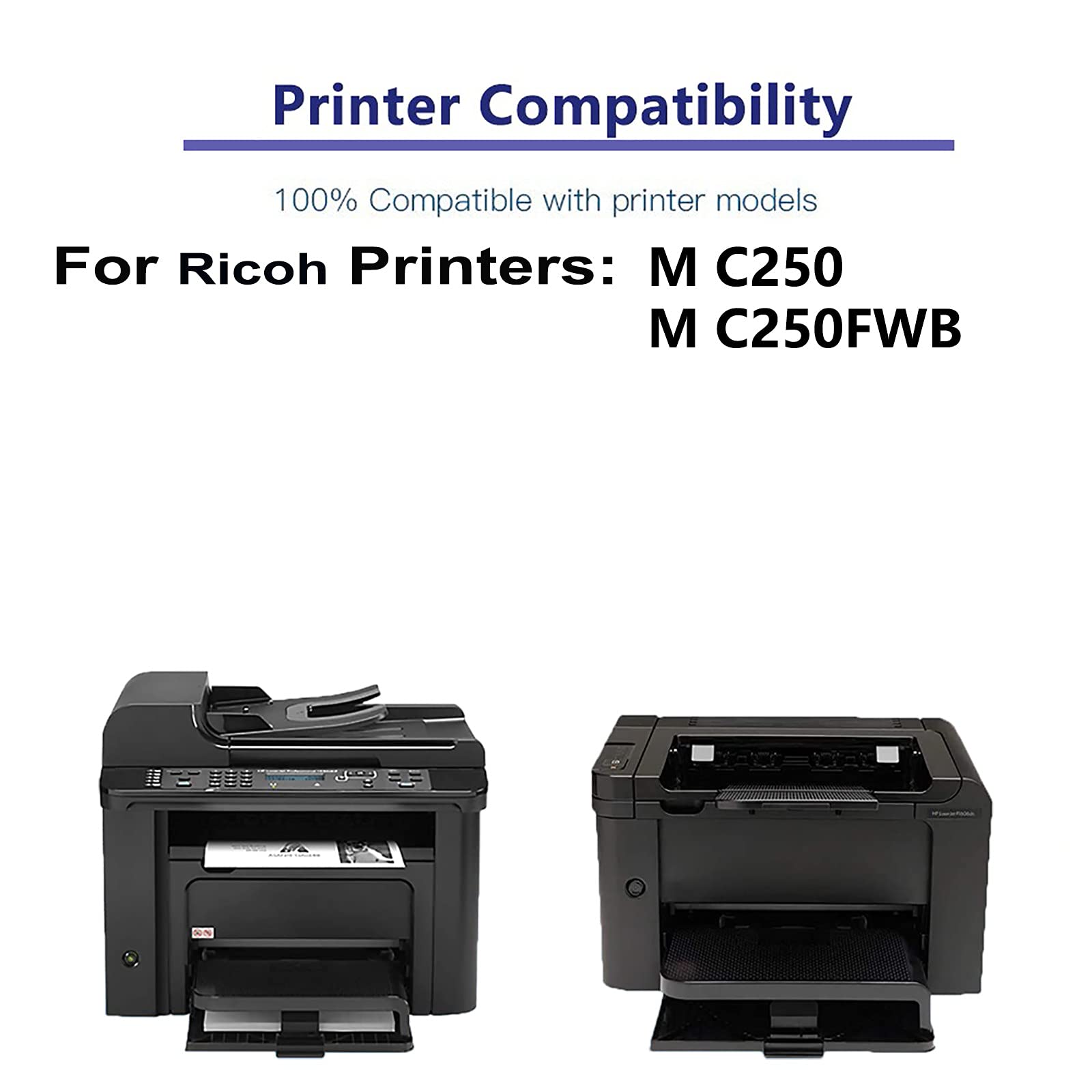 Jullu 4-Pack (BK+C+Y+M) Compatible High Capacity 408348+ 408349+ 408351+ 408350 Toner Cartridge Used for Ricoh M C250FWB, M C250 Printer