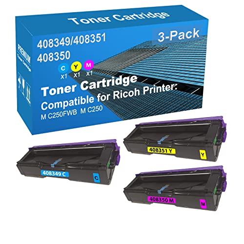 Jullu 3-Pack (C+Y+M) Compatible High Yield 408349+ 408351+ 408350 Laser Printer Toner Cartridge Used for Ricoh M C250FWB, M C250 Printer