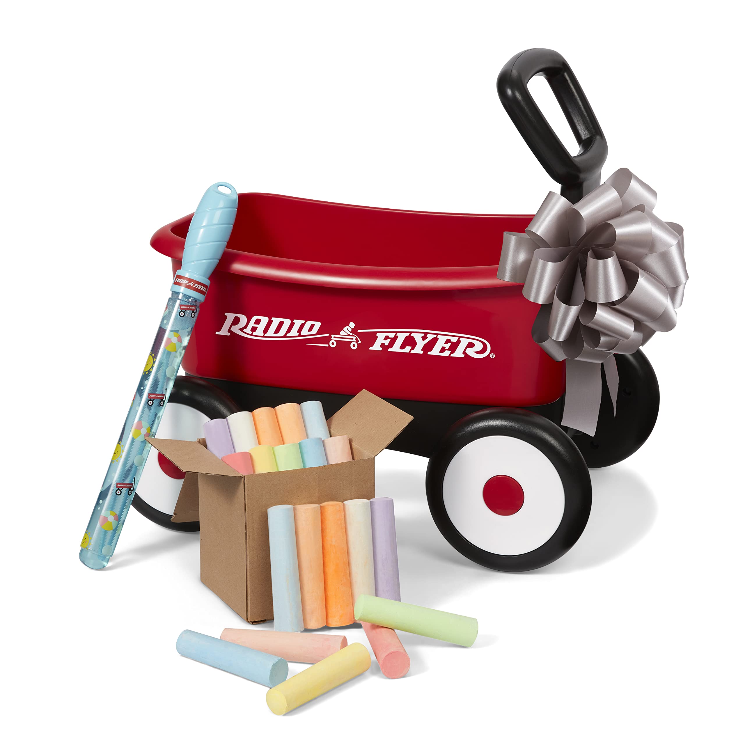 Radio Flyer Summertime Fun My 1st Wagon with Bubbles and Chalk Ages 3+, Red