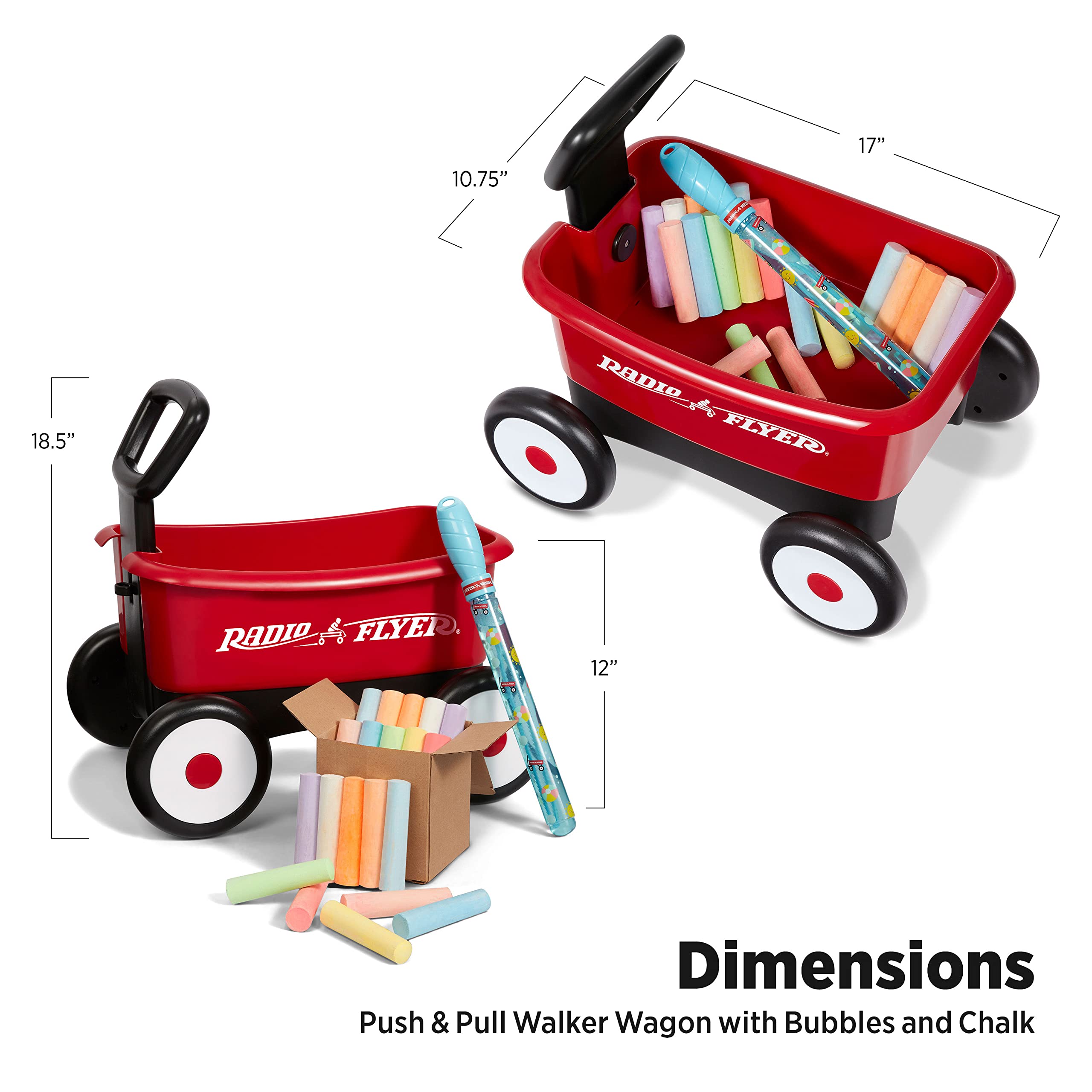 Radio Flyer Summertime Fun My 1st Wagon with Bubbles and Chalk Ages 3+, Red