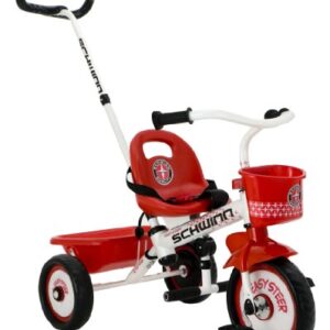 Schwinn Easy Steer Bike for Toddler, Kids Tricycle with Removable Push handle, Steel Trike Frame, Boys and Girls Ages 2-4 Year Old, Red/White, 8"