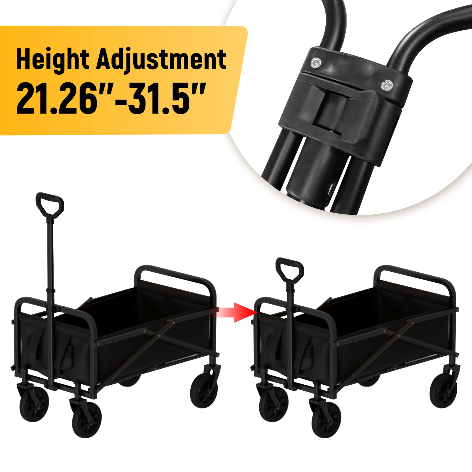 Milageto Pull Handle Spare Replacement for Collapsible Wagon Cart Outdoor Garden Attachment Park