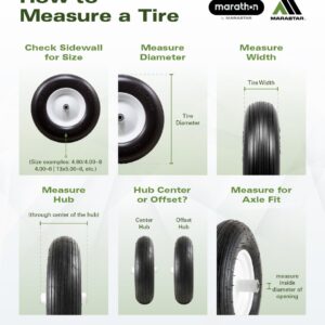 Marathon 6x2" Flat Free, Hand Truck / All Purpose Utility Tire on Wheel, 2.375" Centered Hub, 1/2" Bearings