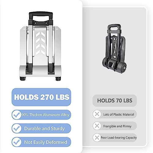 KEDSUM Foldable Aluminum Panel Hand Truck, Portable 270 lbs Lightweight Utility Cart for Travel, Shopping, Office Use