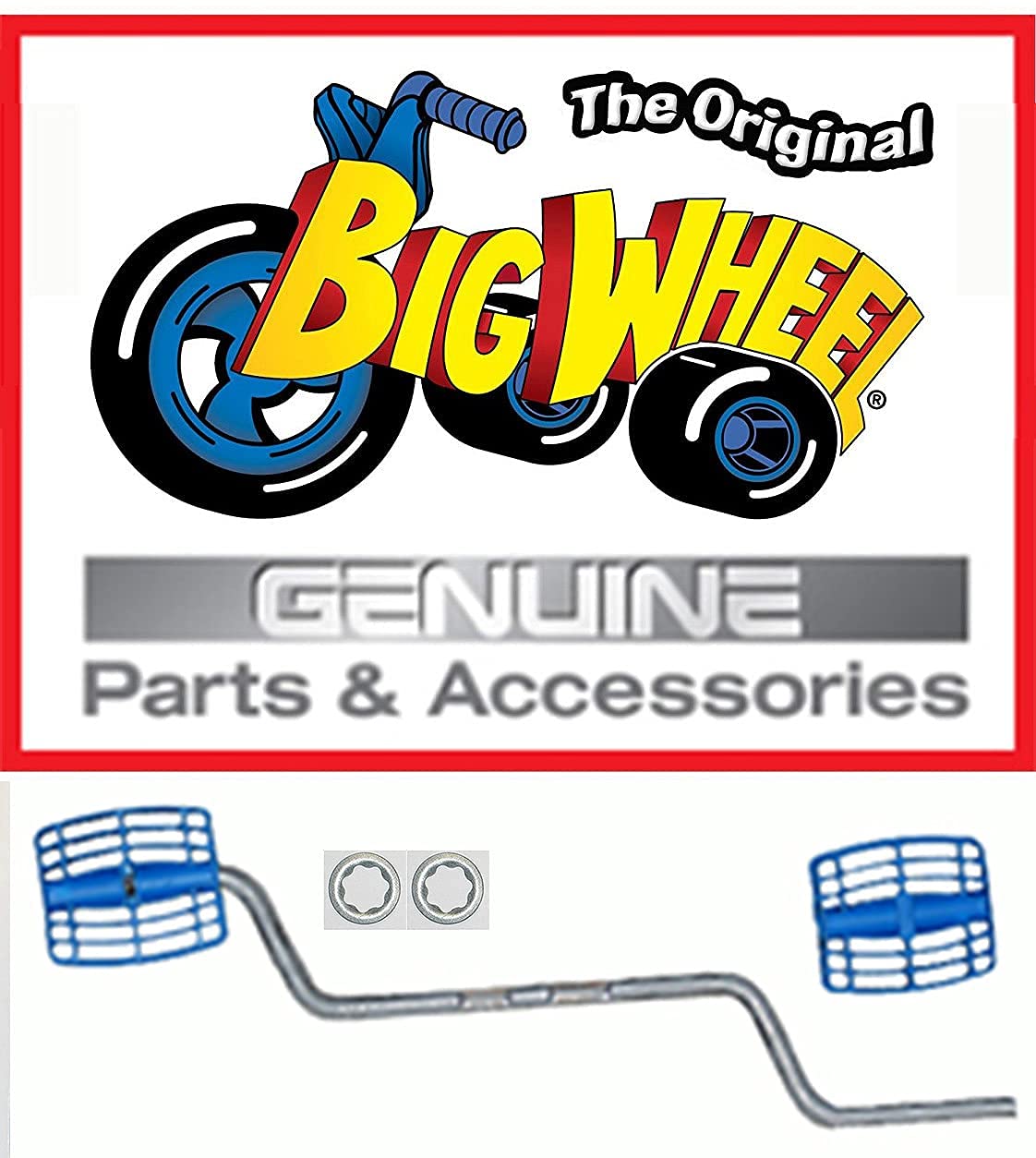 The Original Big Wheel PEDAL CRANK AXLE with Pedals and Washers for The Classic 16 Original Big Wheel, Original Replacement Parts