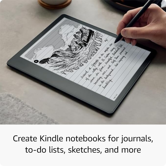 Kindle Scribe Everything Bundle including Kindle Scribe (32 GB), Premium Pen, Leather Folio Cover with Magnetic Attach - Burgundy, Power Adapter, and Pen Replacement Tips