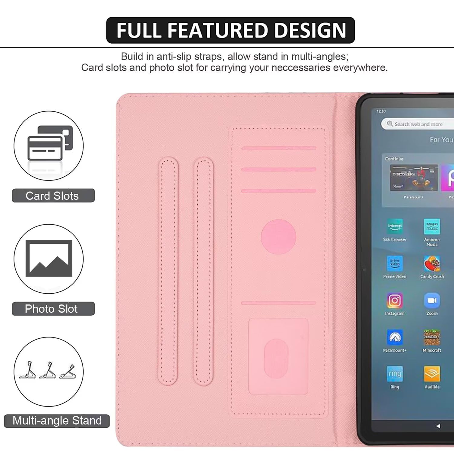 Fancity for Amazon Kindle Fire Max 11 Case (13th Generation, 2023 Release) 11" - Stand Cover Case for Fire 11 Tablet with Smart Auto Wake/Sleep & Pencil Holder, Marble Pink