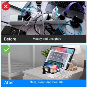 ZWTNBFST USB Charging Station 6 Ports with 6 Charging Cables 50W Fast Charging Station Desk Organizer for Multiple Devices,Compatible with Cellphone,Tablet, Kindle, Apple Watch and Other Electronic