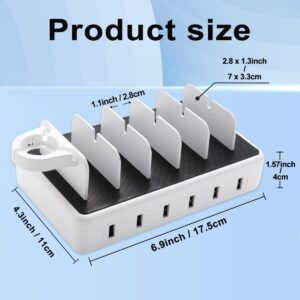 ZWTNBFST USB Charging Station 6 Ports with 6 Charging Cables 50W Fast Charging Station Desk Organizer for Multiple Devices,Compatible with Cellphone,Tablet, Kindle, Apple Watch and Other Electronic