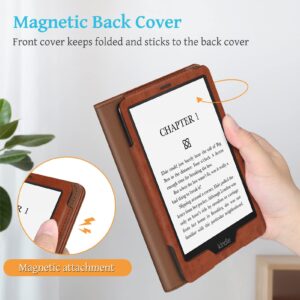 Fintie Stand Case for 6.8" Kindle Paperwhite (11th Generation-2021) and Kindle Paperwhite Signature Edition - Premium PU Leather Sleeve Cover with Card Slot and Hand Strap, Vintage Brown