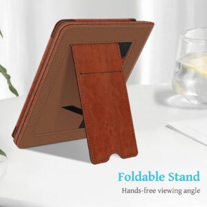 Fintie Stand Case for 6.8" Kindle Paperwhite (11th Generation-2021) and Kindle Paperwhite Signature Edition - Premium PU Leather Sleeve Cover with Card Slot and Hand Strap, Vintage Brown