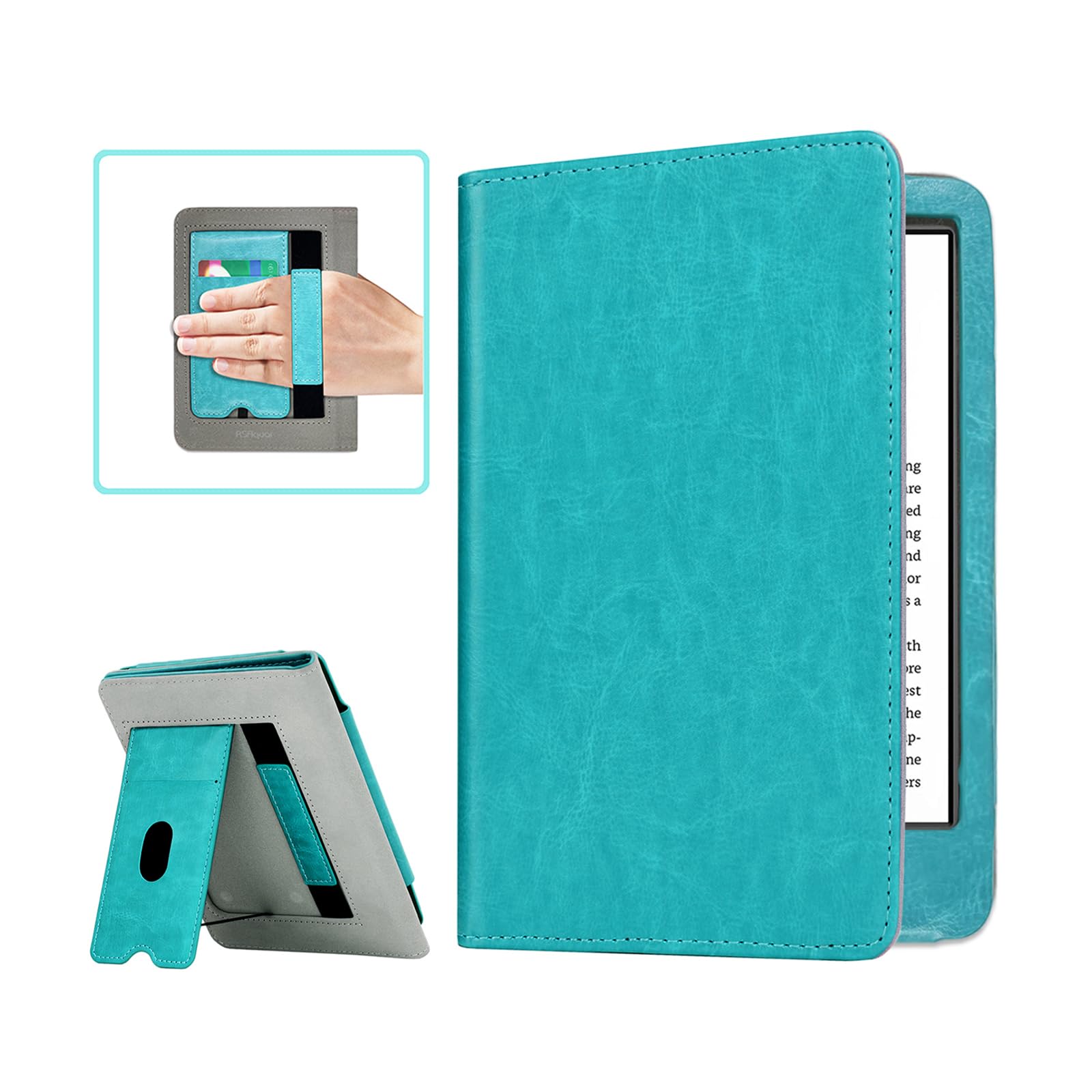 RSAquar Case Fits All-New 6" Kindle 11th Generation 2022 Release - Smart Cover with Hand Strap, Card Slot and Foldable Stand for for Kindle 2022, Sky Blue