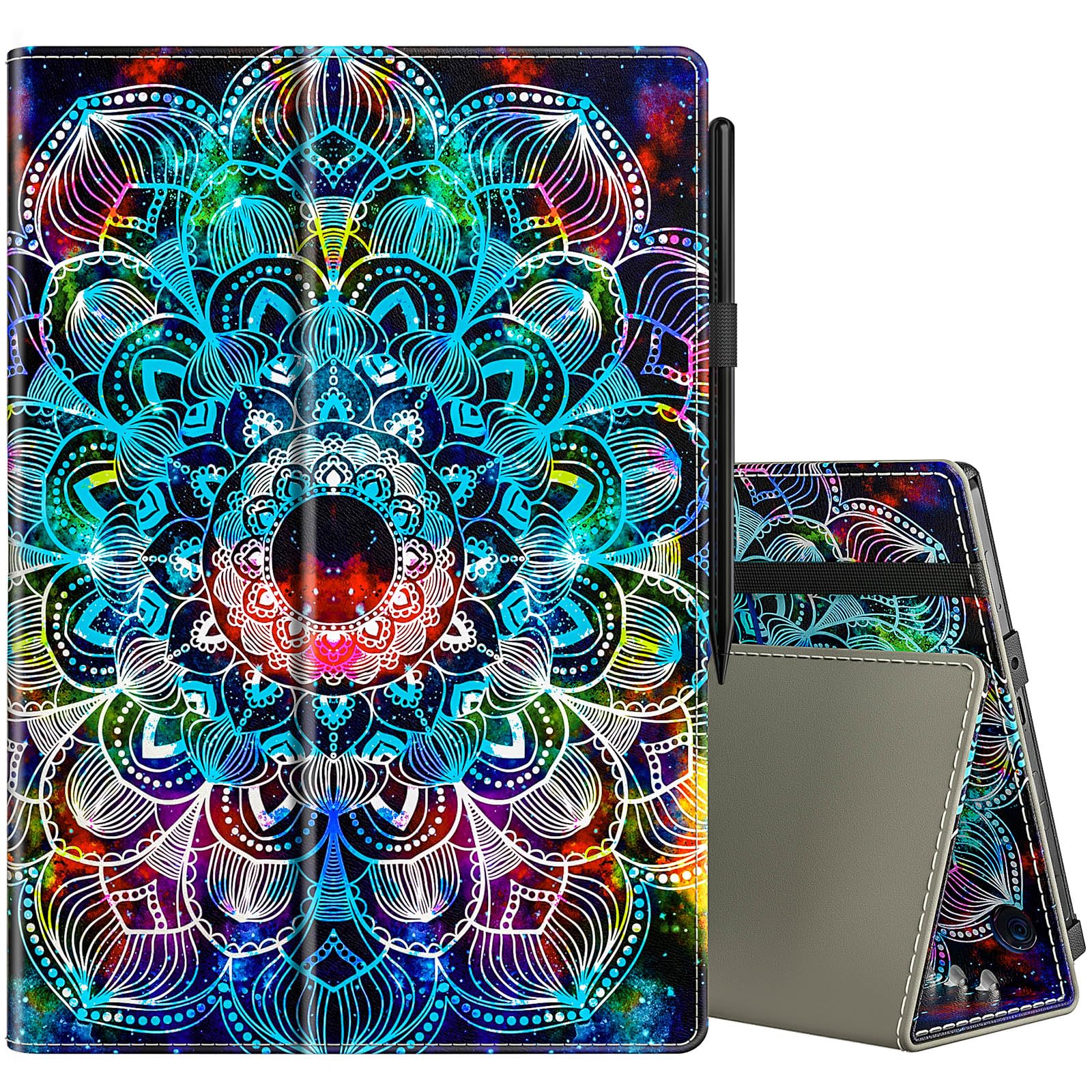 COOWPS for Amazon Fire Max 11 Tablet Case (13th Generation, 2023 Release) 11" - Slim Folding Stand Cover for Fire Max 11 Tablet with Auto Wake/Sleep, Hand Strap and Stylus Pen Holder, Mandala Flower