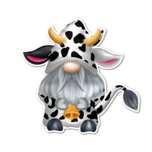 3" cute cow with bell gnome cows i love cows laminated laptop sticker family gift jersey heifer holstein perfect for tumbler laptop kindle tablet pc and more