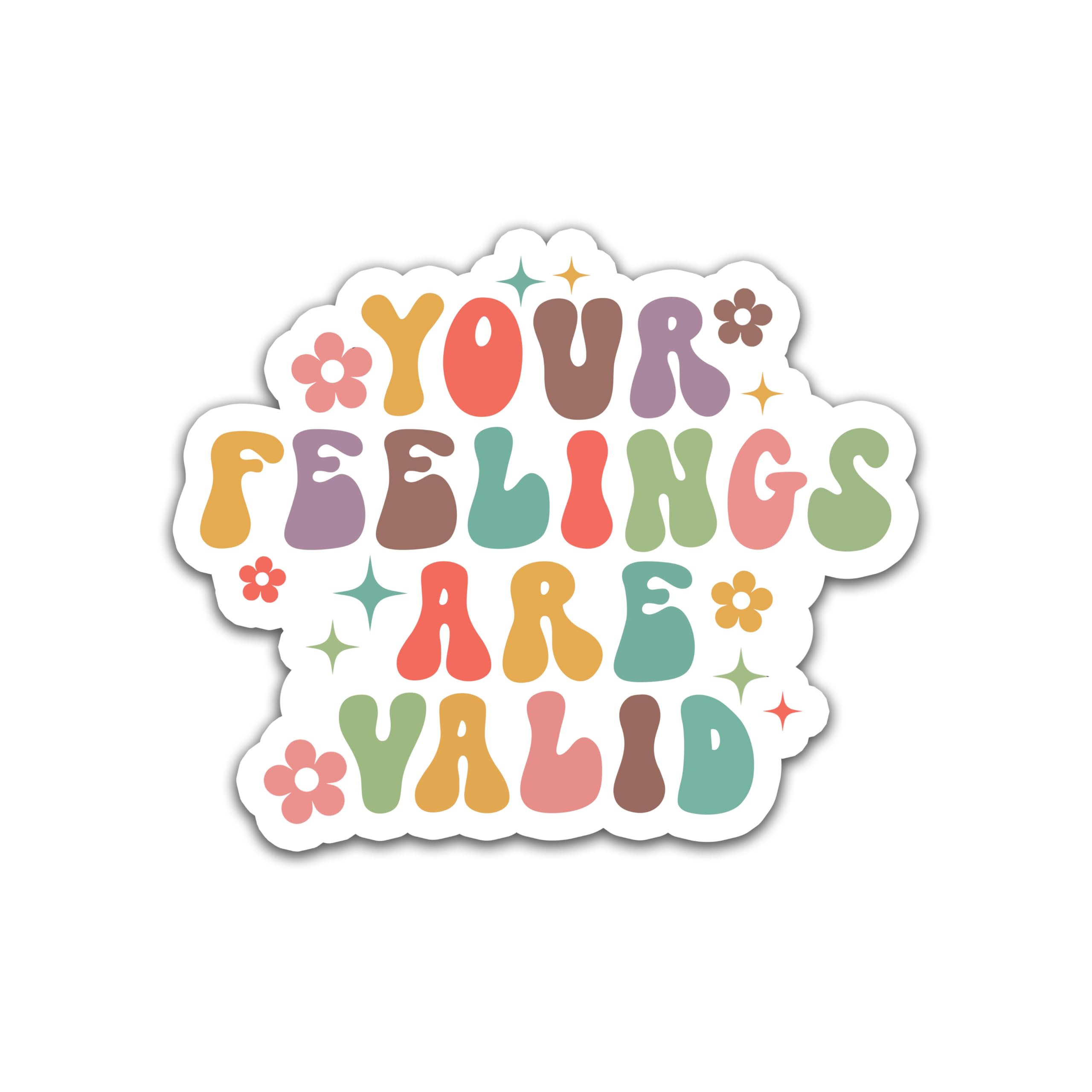 Miraki Your Feelings Are Valid Sticker, Mental Health Sticker, Neurodiversity Sticker, Motivational Sticker, Water Assitant Die-Cut Vinyl Decals for Laptop, Phone, Water Bottles, Christmas Stickers
