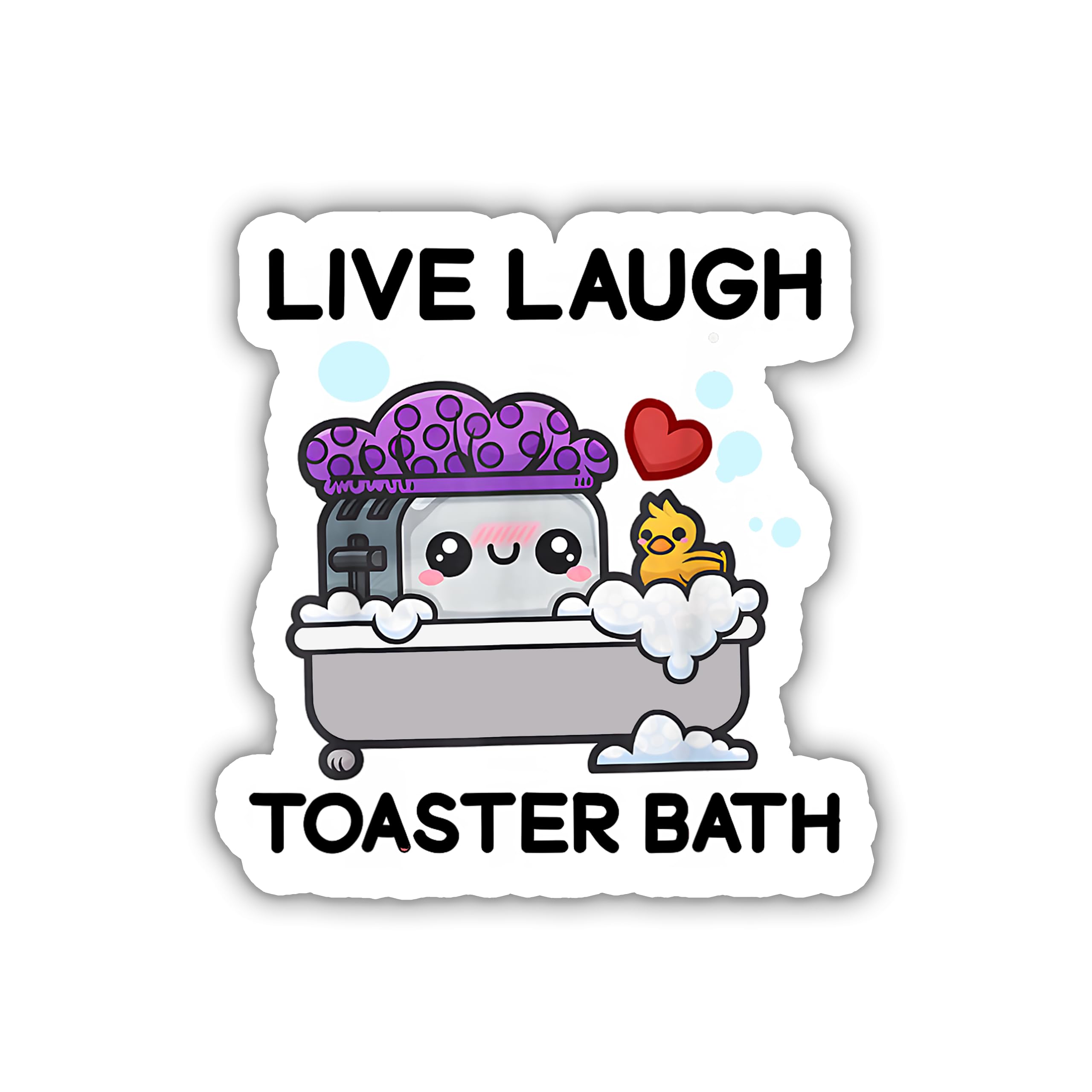 Live Laugh Toaster Bath Sticker, Funny Motivational Sticker, Cute Sticker, Inspirational Sticker, Water Assitant Die-Cut Vinyl Funny Decals for Laptop, Phone, Water Bottles, Kindle Sticker