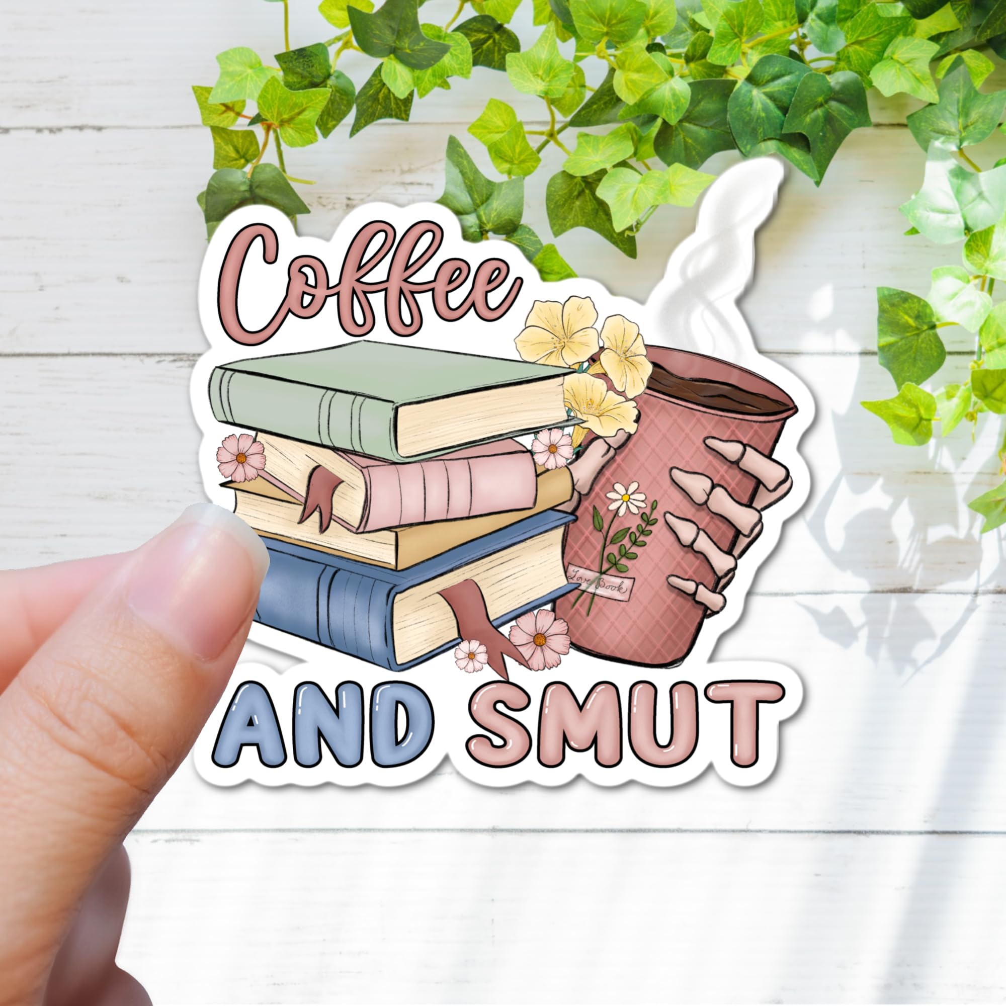 3" Coffee and Smut Laminated laptop tablet sticker Love to read Dirty Romance Novels Books Avid Adult Fire Spicy reader latte cappuccino espresso black Book kindle laptop pc desktop gift