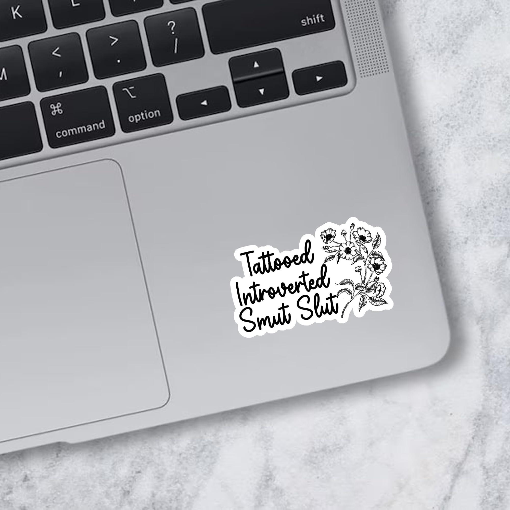 Tattooed Introverted Smut Slut Sticker, Floral Stickers, Bookish Stickers, Smut Reader Stickers, Water Assistant Die-Cut Vinyl Decals for Laptop, Phone, Guitar, Water Bottles, Kindle Stickers