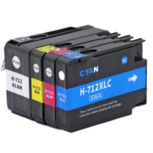 SPLENDIDCOLOR 712 Ink Remanufactured 712XL Ink Cartridges Replacement for DesignJet T650 T630 T230 T210 Studio Plotter Printers.712 Black Cyan Magenta Yellow Ink Cartridges