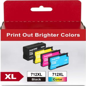 SAIDING Remanufactured 712 712XL Ink Cartridges Replacement for DesignJet T230 T210 T650 T630 Studio Plotter Printer.(4-Pack)