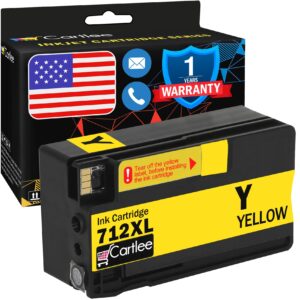 cartlee compatible ink cartridges replacement for hp 712 712xl ink cartridges for hp for designjet t210 t230 t250 t630 t650 studio plotter printers (1 yellow)