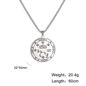 VASSAGO Seal of Archangel Azrael Sigil Necklace Stainless Steel Magic Amulet Necklace Talisman Symbol Necklace Pendant Jewelry Gift for Men Women