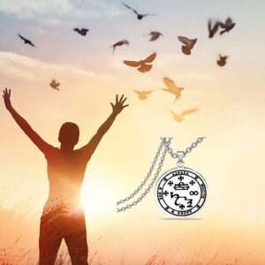 FEELMEM Angel Seal Archangel Azrael Sigil Necklace Amulet Necklace Solomon Talisman Symbol Pendant Talisman Amulet Gift (Angel Seal-necklace)