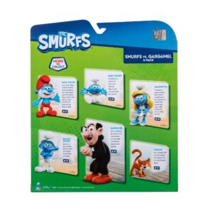 The Smurfs GARGAMEL VS Smurfs 6 Figure Multipack - Features 2-Inch Smurfette, Papa Smurf, Brainy Smurf, Baby Smurf, Azrael, 3-Inch Gargamel - Authentic Details