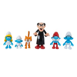 The Smurfs GARGAMEL VS Smurfs 6 Figure Multipack - Features 2-Inch Smurfette, Papa Smurf, Brainy Smurf, Baby Smurf, Azrael, 3-Inch Gargamel - Authentic Details