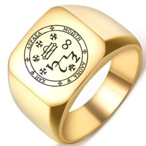 moveve handmade engraved archangel azrael seal solomon angel of death kabbalah amulet stainless steel ring