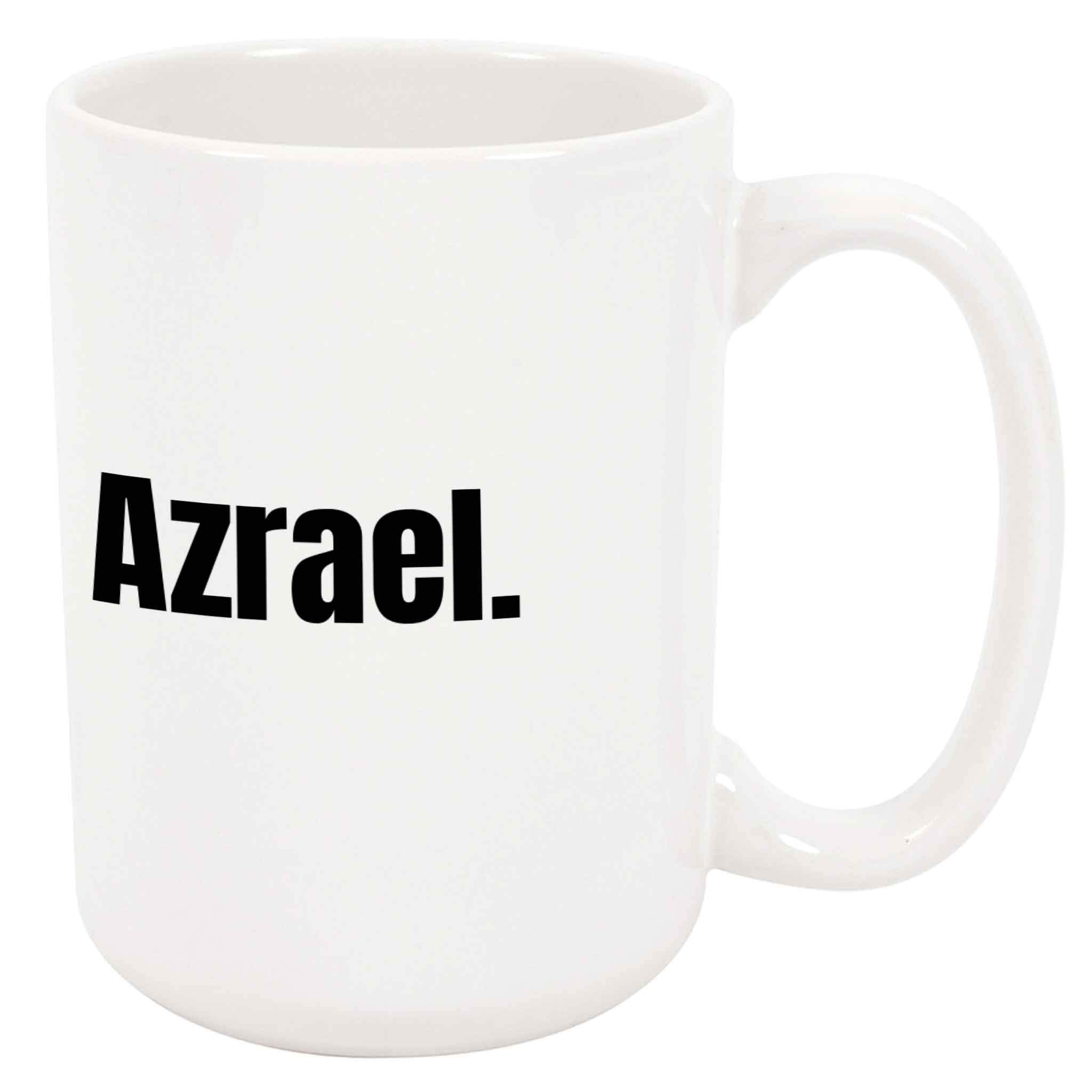 Azrael Coffee Mug - Personalized Ceramic Cup with Name, Custom Mug, Customized Birthday/Christmas Gift, Holiday Present, Black Text, 11 Oz