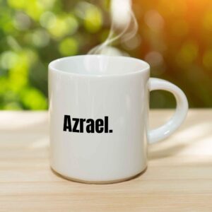 Azrael Coffee Mug - Personalized Ceramic Cup with Name, Custom Mug, Customized Birthday/Christmas Gift, Holiday Present, Black Text, 11 Oz