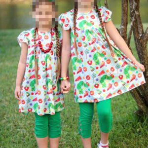 Toddler Little Girls Spring Summer The Very Hungry Caterpillar Baby Girl Short Sleeve Dress for 1-8 Years (5T) Green