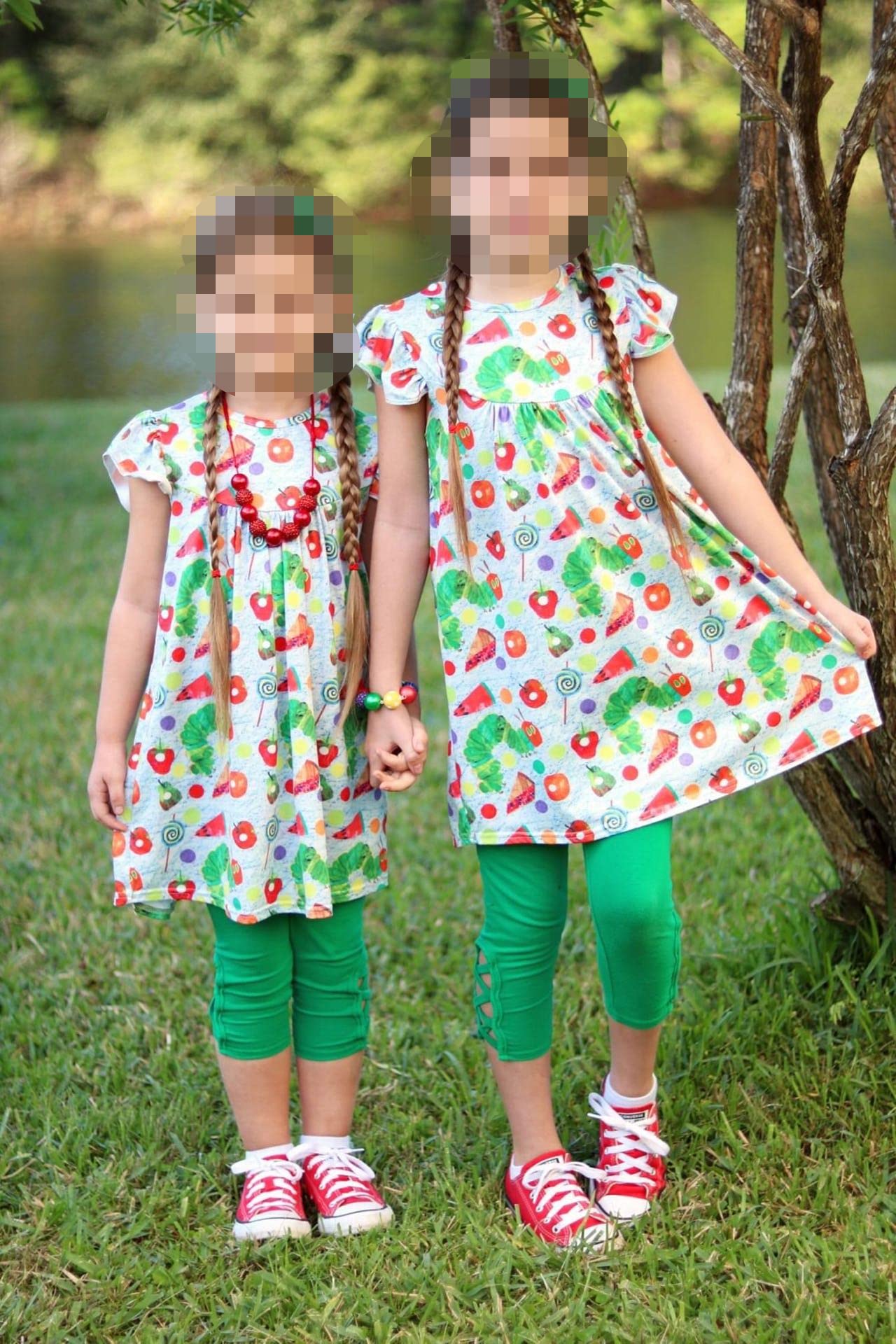 Toddler Little Girls Spring Summer The Very Hungry Caterpillar Baby Girl Short Sleeve Dress for 1-8 Years (5T) Green