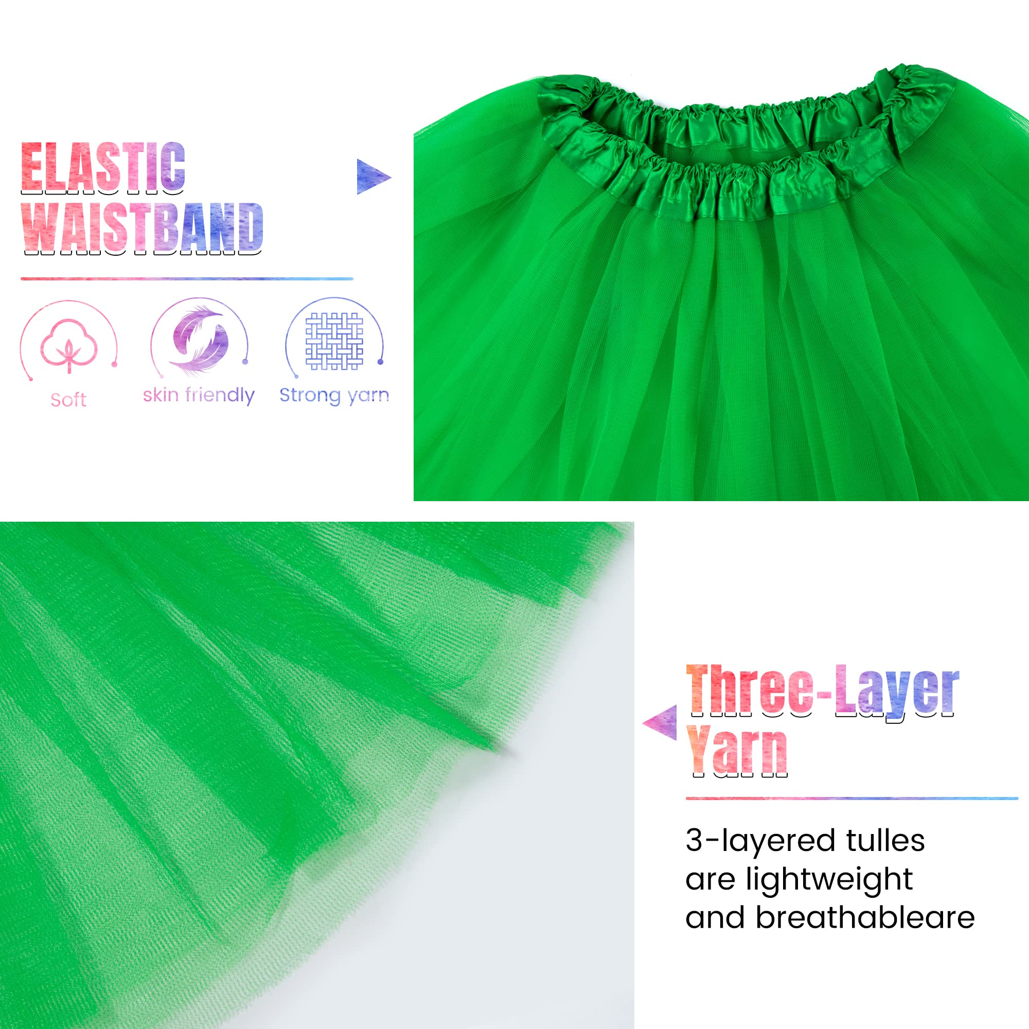 Simplicity Women's Adult Classic Elastic 3 Layered Tulle Tutu Skirt, Dark Green