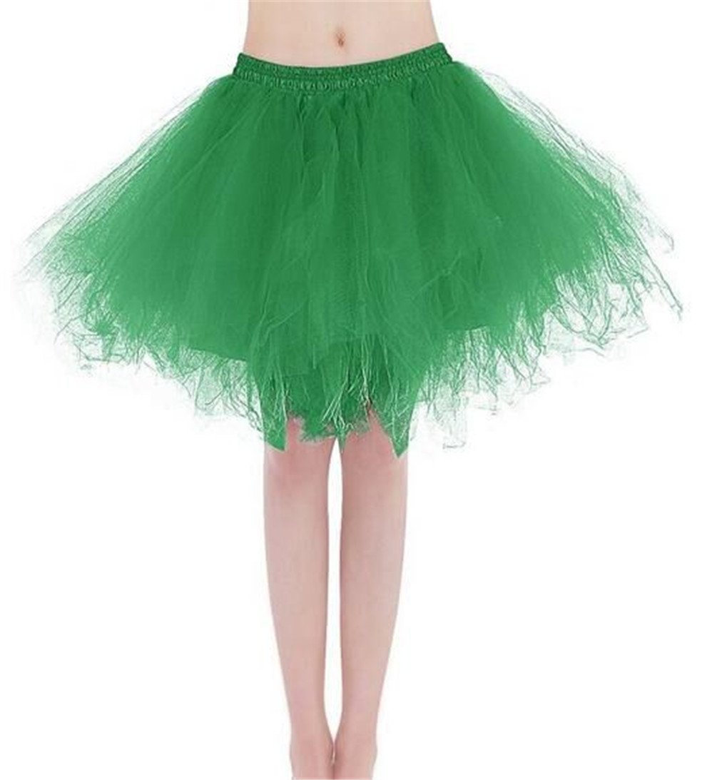 Adult Women 80's Plus Size Tutu Skirt Layered Tulle Petticoat Halloween Tutu Dark Green