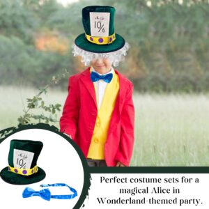 4E's Novelty Mad Hatter Costume Accessory Set for Adult Women Men, White Rabbit Alice Wonderland Costume Accessories Hat Tea Party Dress Up