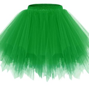 Christmas Tulle Tutu Skirt for Women for Cosplay Party Multi-Layer Frilly Green M