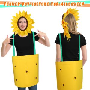 ramede Halloween Flower Pot Costume Cosplay Women's Sunflower Costume with Headpiece for Garden Theme Party (Adult Size)