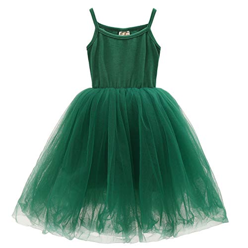 Toddler Dress Baby Girls Tutu Playwear Sleeveless Birthday Party Outfit Infant Tulle Sundress Knee Length 2-3T Green