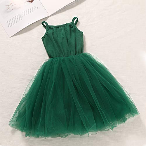 Toddler Dress Baby Girls Tutu Playwear Sleeveless Birthday Party Outfit Infant Tulle Sundress Knee Length 2-3T Green