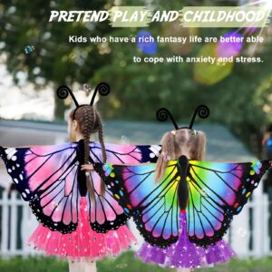 iROLEWIN Kids Butterfly-Wings-Costume for Toddler Girls Halloween-Costume Fairy-Dress-Up Tutu Headband Bug Toys Party Gifts