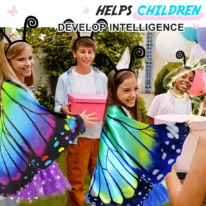 iROLEWIN Kids Butterfly-Wings-Costume for Toddler Girls Halloween-Costume Fairy-Dress-Up Tutu Headband Bug Toys Party Gifts