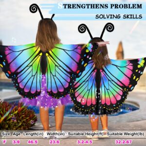 iROLEWIN Kids Butterfly-Wings-Costume for Toddler Girls Halloween-Costume Fairy-Dress-Up Tutu Headband Bug Toys Party Gifts