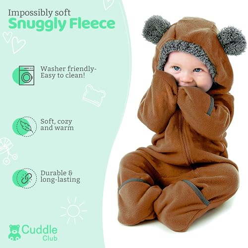 Fleece Baby Bunting Bodysuit – Infant One Piece Kids Hooded Romper Outerwear Toddler Jacket