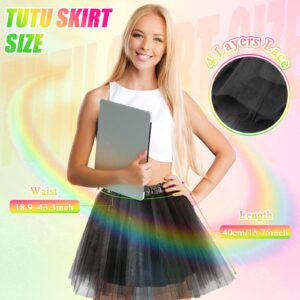 3 Pcs Adult Tutu Skirt 3 Layered Tulle Adult Tutu Elastic Tutu Women Multicolor Costume Tutu for Lady Ballet Halloween (Grass Green, Rose Red, Black)