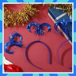 Jexine 12 Pieces Tinsel Wrapped Ponytails Headbands Headwear Feathers Head Bopper for Women Girls Hair Costume Accessories(Blue)