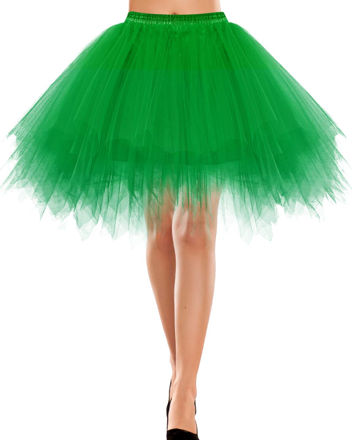 Bbonlinedress Women's Mini Tulle Halloween Skirt Vintage Adult Ballet Tutu Skater Skirt for Cosplay Party Green S-1