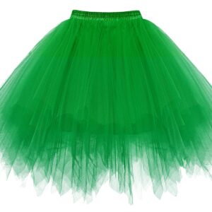 Bbonlinedress Women's Mini Tulle Halloween Skirt Vintage Adult Ballet Tutu Skater Skirt for Cosplay Party Green S-1