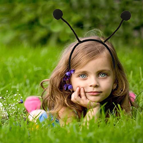 Utavu Bee Antenna-Headband for Kids Adults Girls Boys Ladybug Insect Headbands as Halloween Dress Up Costume Accessory for Pretend Play Party Favors with Pompom Balls, Black